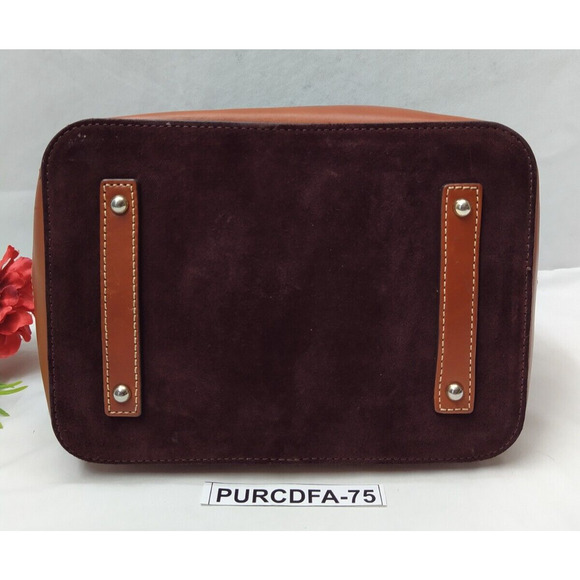 Dooney & Bourke Burgundy Suede Leather Drawstring Bucket Shoulder Bag - Picture 7 of 16